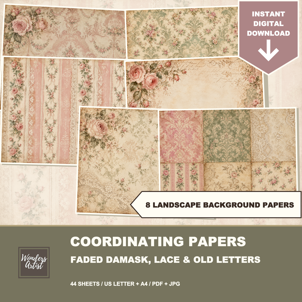 Grandmas Attic Journal Kit — coordinating papers