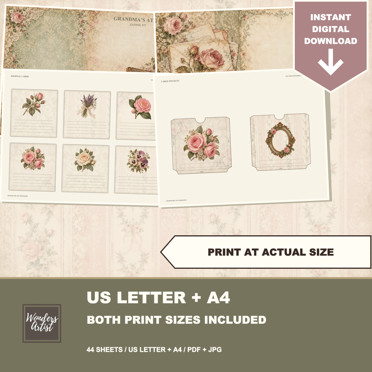 Grandmas Attic Journal Kit — both print sizes