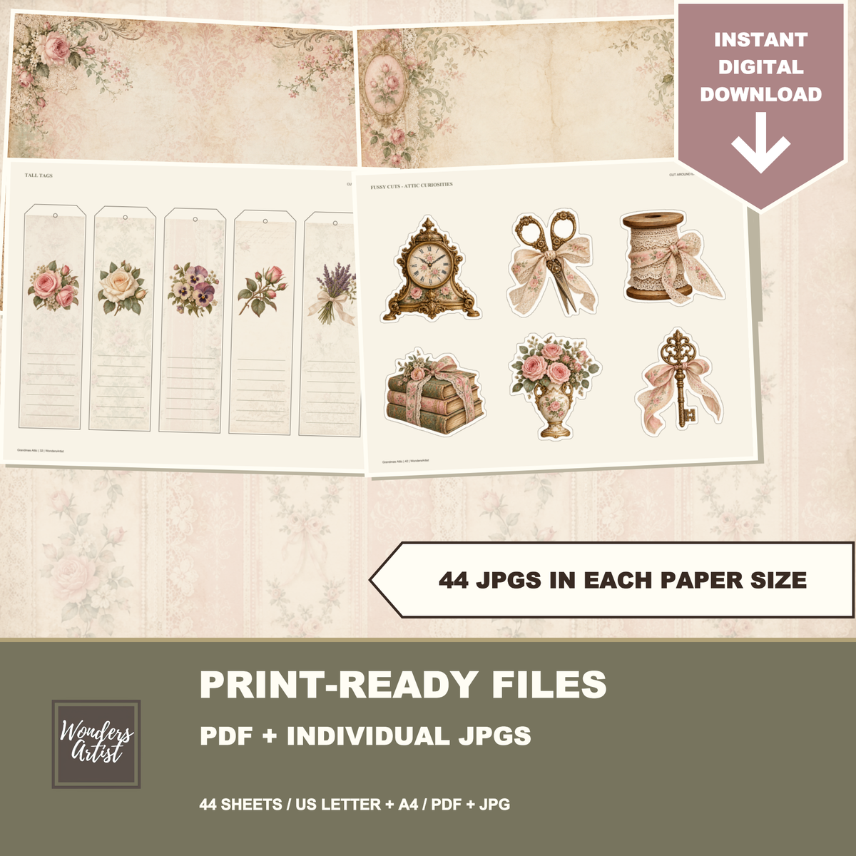 Grandmas Attic Journal Kit — print quality formats