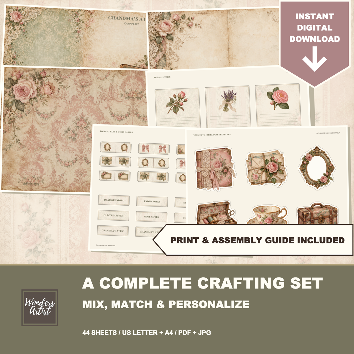 Grandmas Attic Journal Kit — complete crafting set