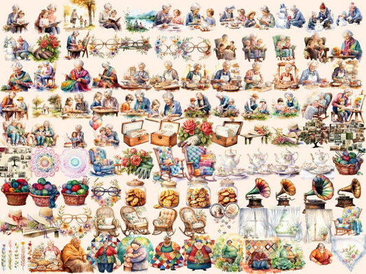 Abuelas acuarela clipart