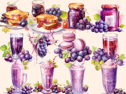 Grapes Watercolor Clipart fruit clipart - Wonders Artist