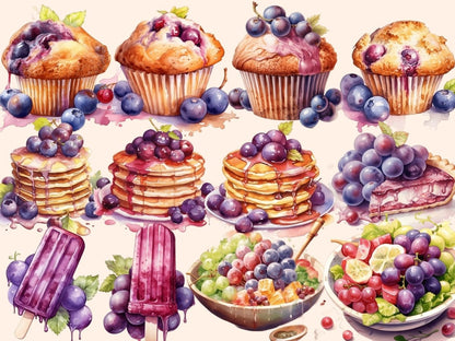 Grapes Watercolor Clipart fruit clipart - Wonders Artist