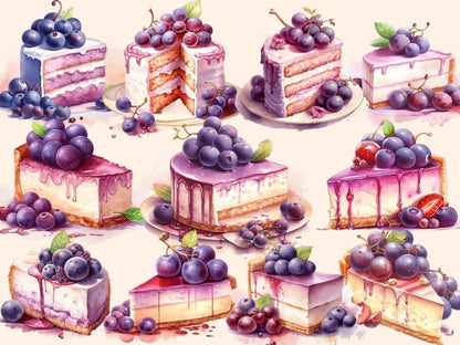 Grapes Watercolor Clipart fruit clipart - Wonders Artist