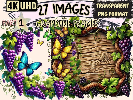 Grapevine Frames Clipart Grape Border Clip - Wonders Artist
