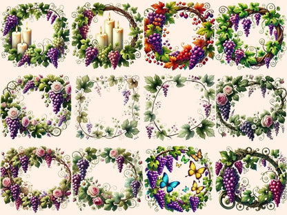 Grapevine Frames Clipart Grape Border Clip - Wonders Artist