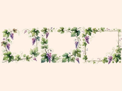 Grapevine Frames Clipart Grape Border Clip - Wonders Artist