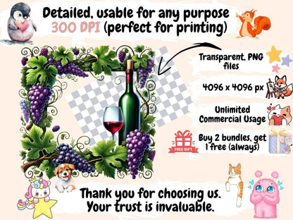 Grapevine Frames (P2) Clipart Grape Border Clip - Wonders Artist