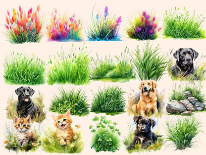 Grass Watercolor Clipart floral clipart - Wonders Artist