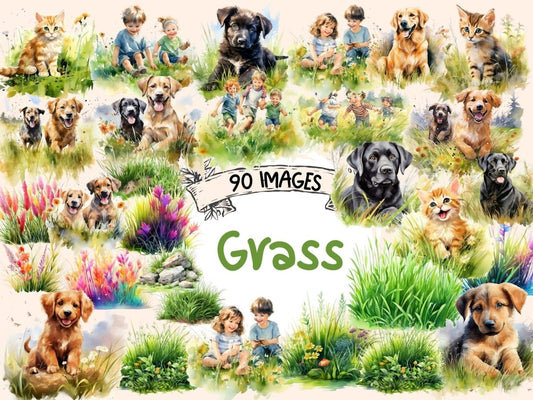 Grass Watercolor Clipart floral clipart - Wonders Artist