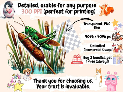 Grasshoppers (P2) Clipart Bug Art PNG - Wonders Artist