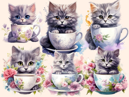 Gray Cats Watercolor Clipart cat clipart - Wonders Artist