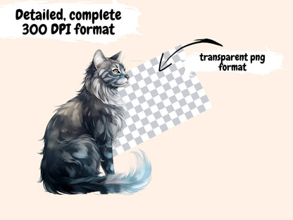 Gray Cats Watercolor Clipart cat clipart - Wonders Artist