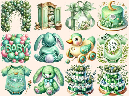Green Baby Shower Clipart baby digital clipart - Wonders Artist