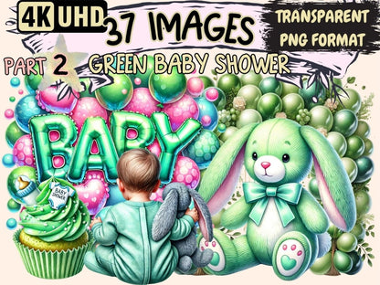Green Baby Shower (P2) Clipart baby digital clipart - Wonders Artist