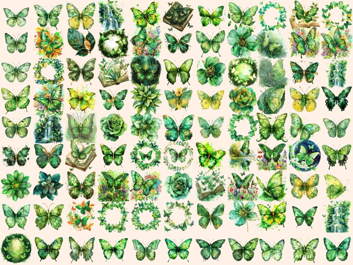 Green Butterflies Watercolor Clipart autopost butterflies clipart butterfly clipart - WondersArtist