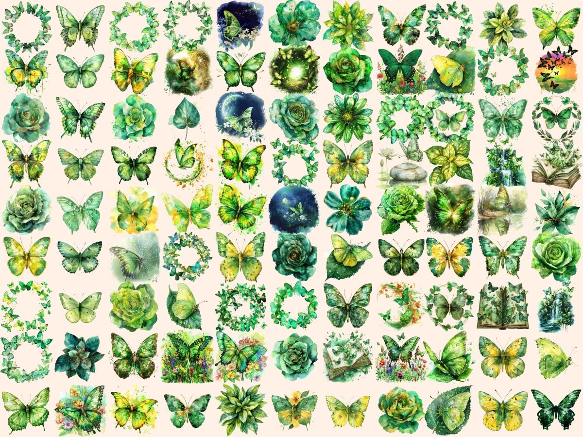 Green Butterflies Watercolor Clipart autopost butterflies clipart butterfly clipart - WondersArtist