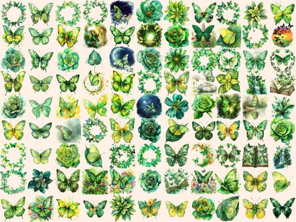 Green Butterflies Watercolor Clipart autopost butterflies clipart butterfly clipart - WondersArtist