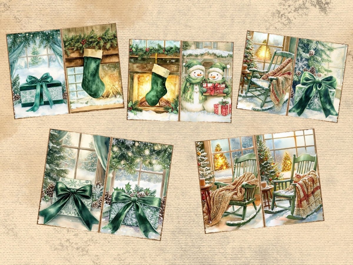 Green Christmas Journal Pages (P1) christmas journals - Wonders Artist