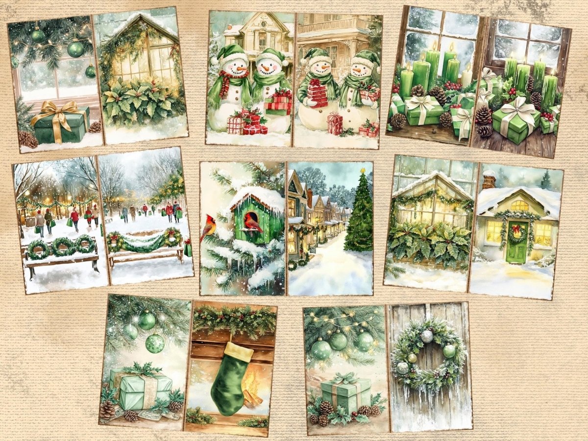Green Christmas Journal Pages (P1) christmas journals - Wonders Artist