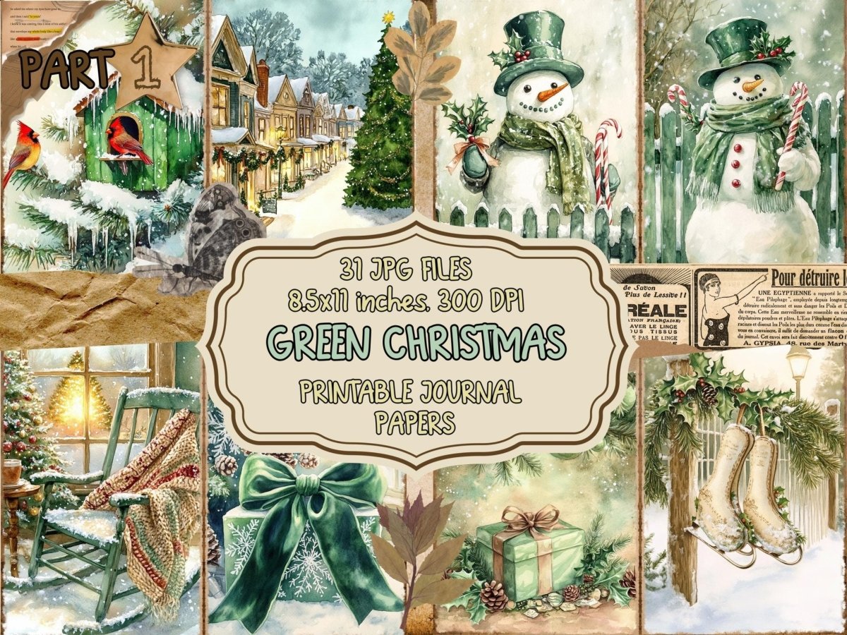 Green Christmas Journal Pages (P1) christmas journals - Wonders Artist