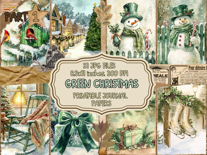 Green Christmas Journal Pages (P1) christmas journals - Wonders Artist