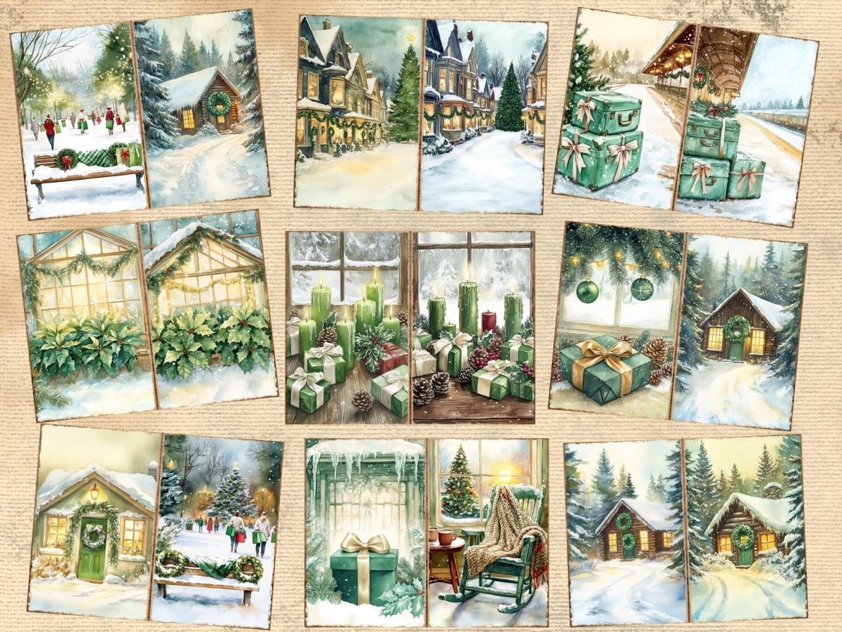 Green Christmas Journal Pages (P1) christmas journals - Wonders Artist