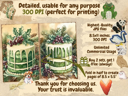 Green Christmas Journal Pages (P2) christmas journals - Wonders Artist