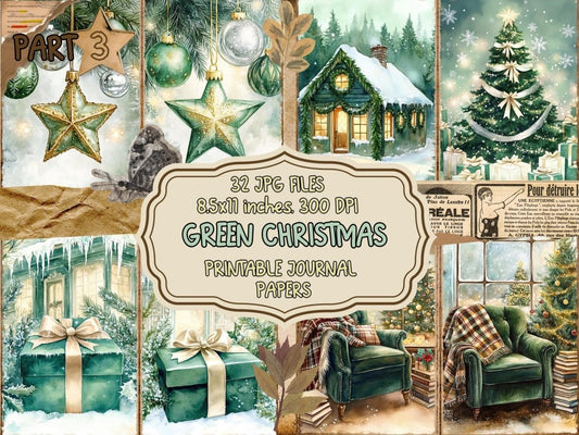 Green Christmas Journal Pages (P3) christmas journals - Wonders Artist