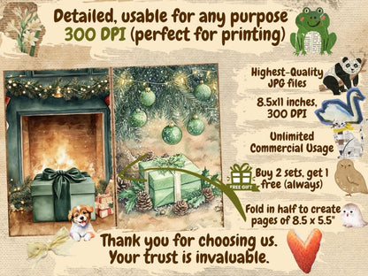 Green Christmas Journal Pages (P3) christmas journals - Wonders Artist