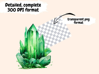 Green Crystals Watercolor Clipart crystal clipart - Wonders Artist