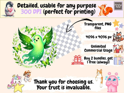 Green Ghosts Clipart colorful ghost png cute ghost art fun ghost png - WondersArtist