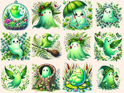 Green Ghosts Clipart colorful ghost png cute ghost art fun ghost png - WondersArtist