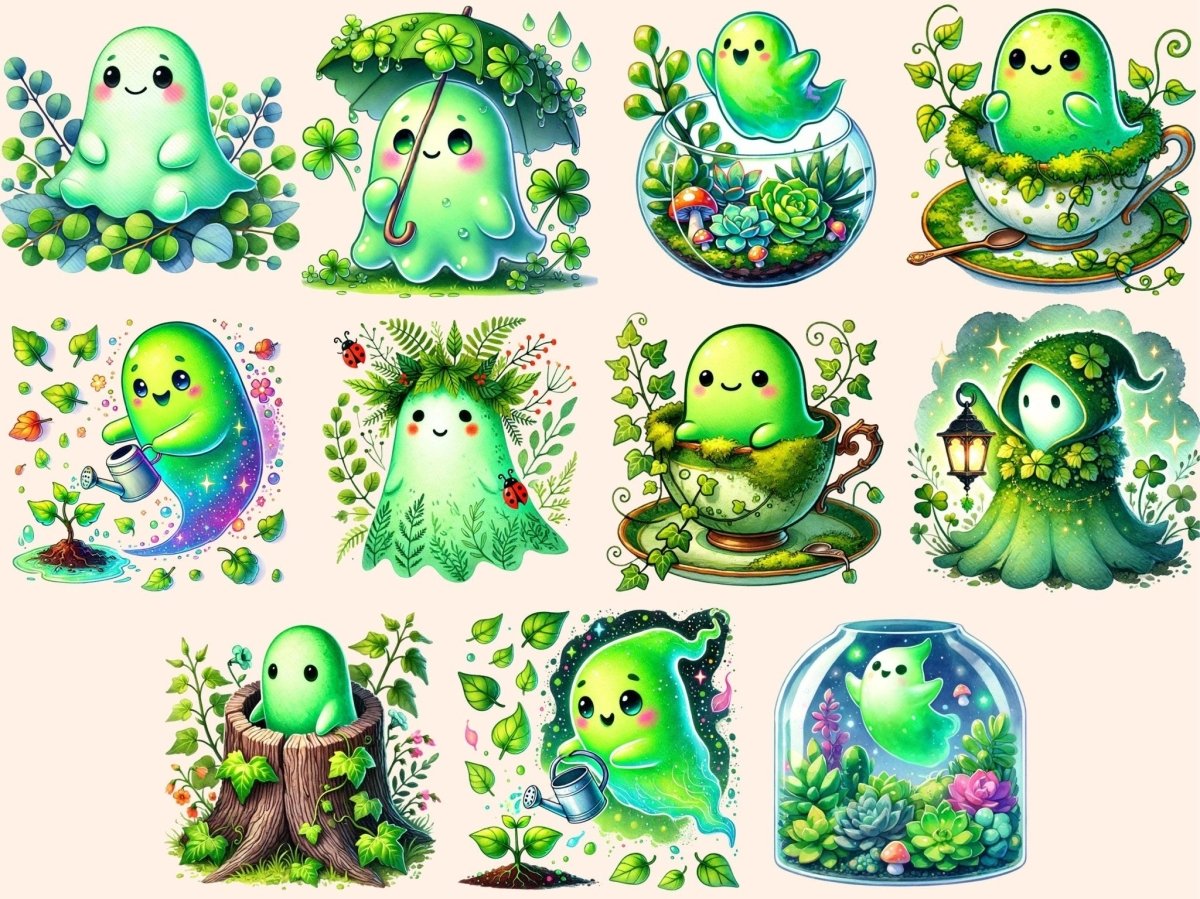 Green Ghosts Clipart colorful ghost png cute ghost art fun ghost png - WondersArtist