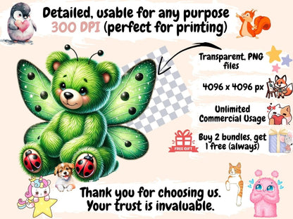 Green Ladybug Teddies Clipart charming teddies - Wonders Artist