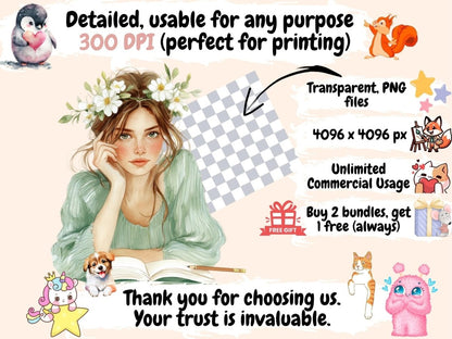 Green Planner Watercolor Clipart Botanical Printables - Wonders Artist