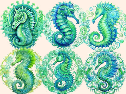 Green Seahorses Watercolor Clipart green seahorses - Wonders Artist