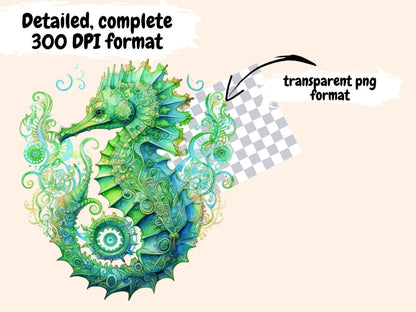 Green Seahorses Watercolor Clipart green seahorses - Wonders Artist