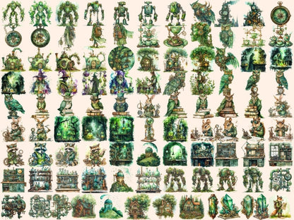 Green Steampunk Watercolor Clipart green clipart - Wonders Artist