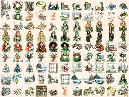 Green Winter Watercolor Clipart Evergreen Art PNG - Wonders Artist