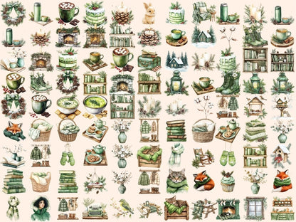 Green Winter Watercolor Clipart Evergreen Art PNG - Wonders Artist