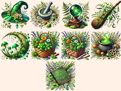 Green Witch Symbols Clipart green magic graphics - Wonders Artist