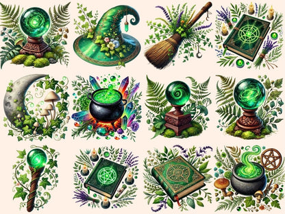 Green Witch Symbols Clipart green magic graphics - Wonders Artist