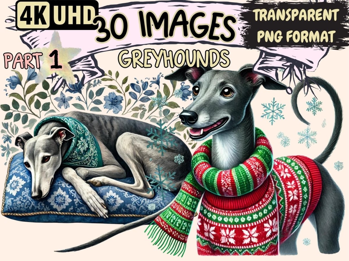 Greyhounds Clipart digital dog art - Wonders Artist