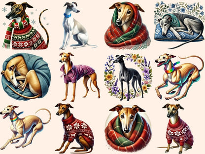 Greyhounds Clipart digital dog art - Wonders Artist