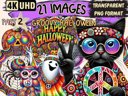 Groovy Halloween (P2) Clipart 70s Halloween Art - Wonders Artist