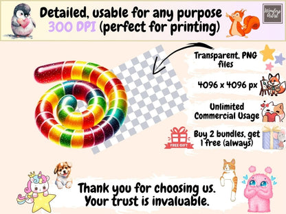 Gummy Worms Clipart candy clipart candy graphics candy printables - WondersArtist