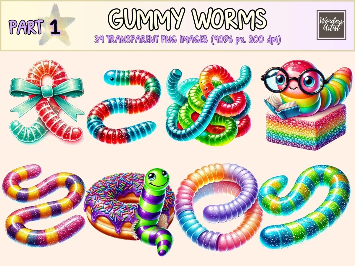 Gummy Worms Clipart candy clipart candy graphics candy printables - WondersArtist