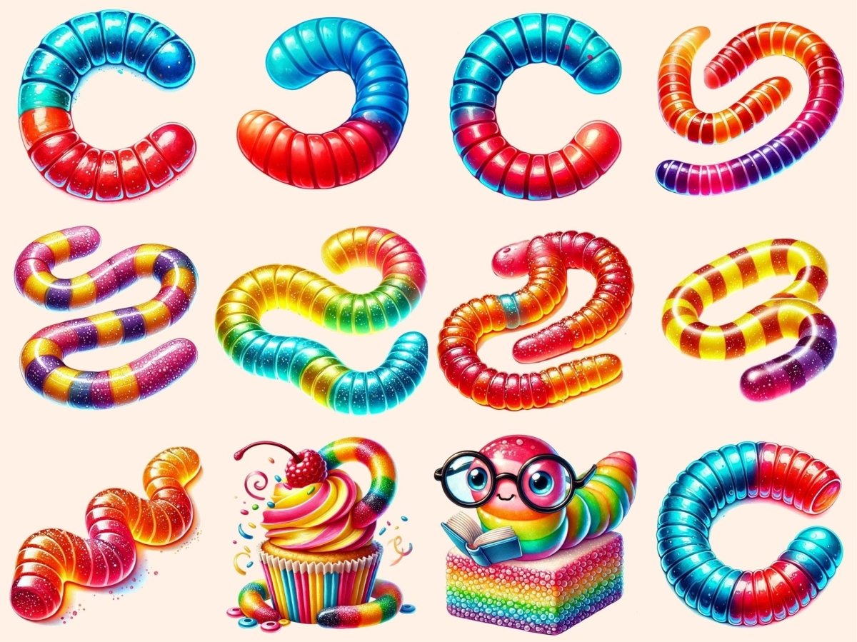 Gummy Worms Clipart candy clipart candy graphics candy printables - WondersArtist
