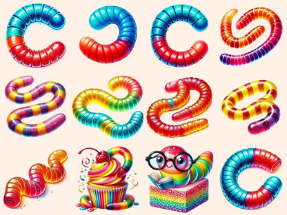 Gummy Worms Clipart candy clipart candy graphics candy printables - WondersArtist